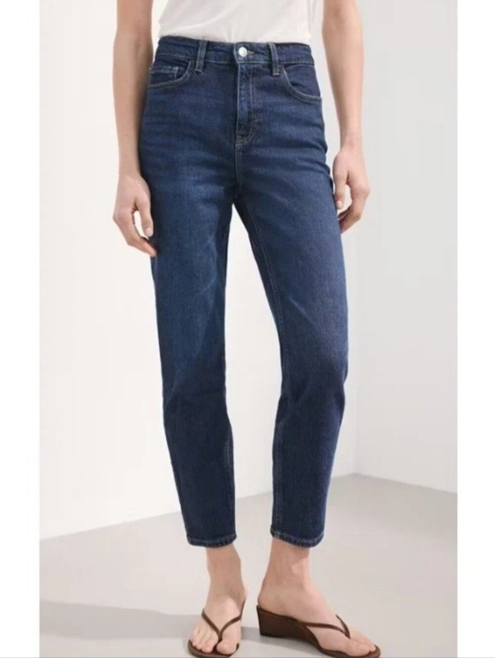 Mango MNG Newmom High-Waist Ankle Jeans Dark Blue Regular Womens 4 Skinny